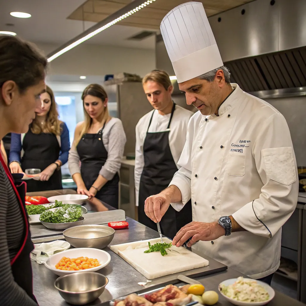 Executive Chef and Team Leading a Cooking Class